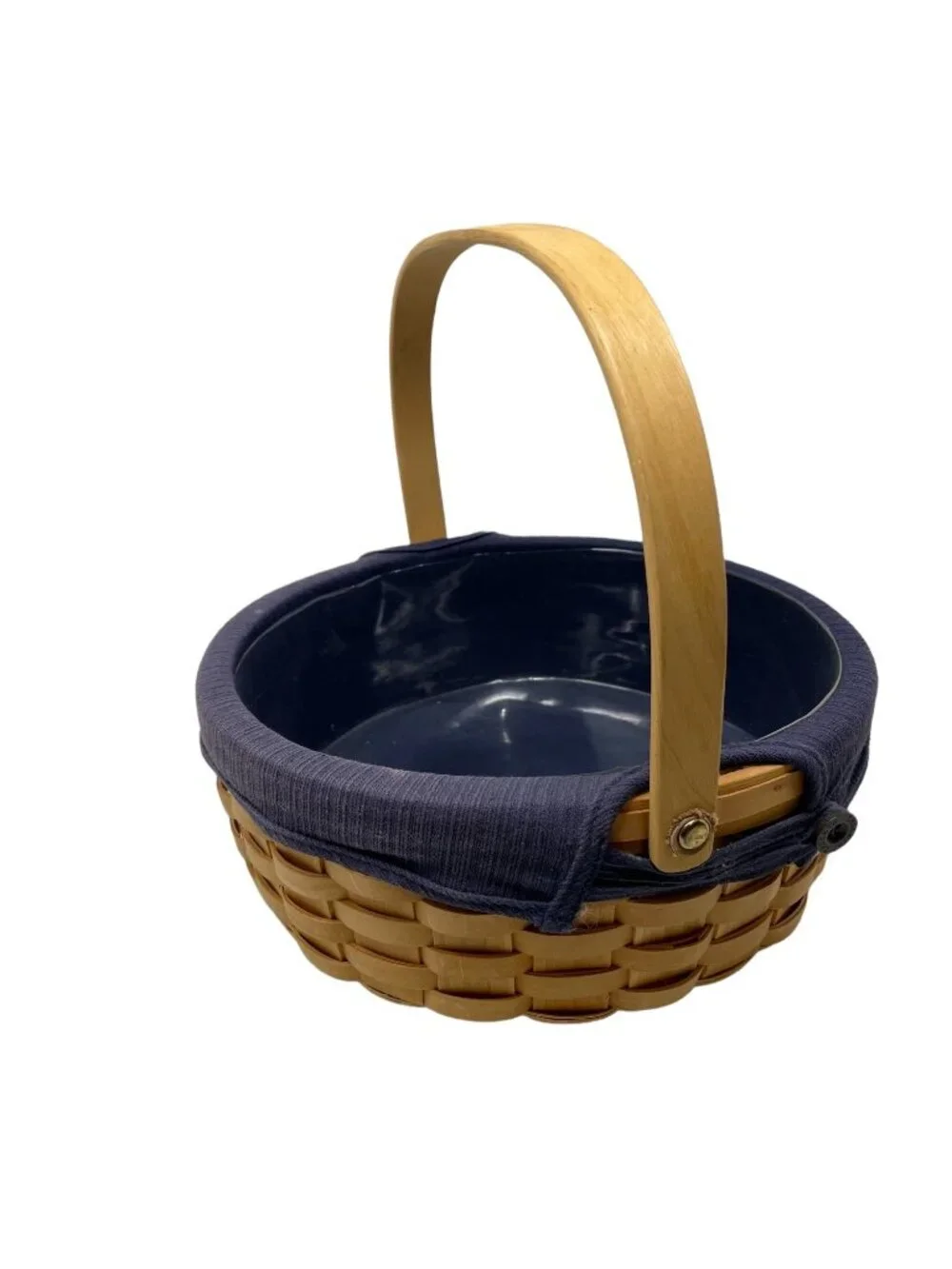 Taskets Renaissance Woven Wood Bread Basket Swing Handle Protective Liner